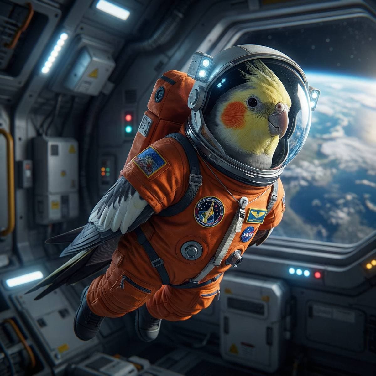 Bird art poster - Astronaut style bird print art
