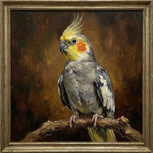 Framed Bird Wall Art - Oil Painting style portrait