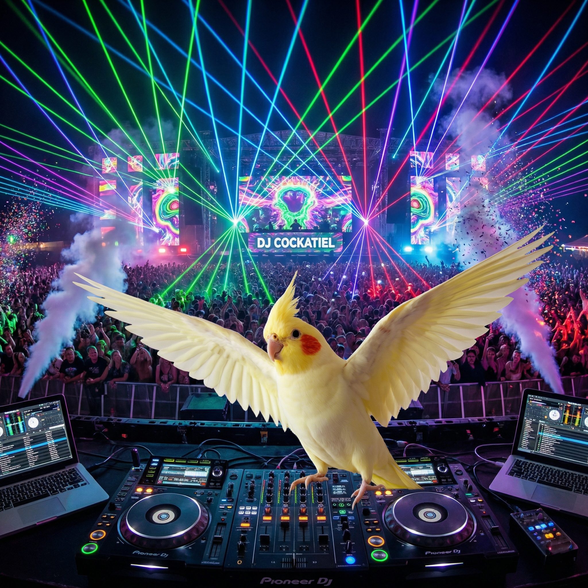 Bird Art AI-generated dj superstar portrait of a Bird