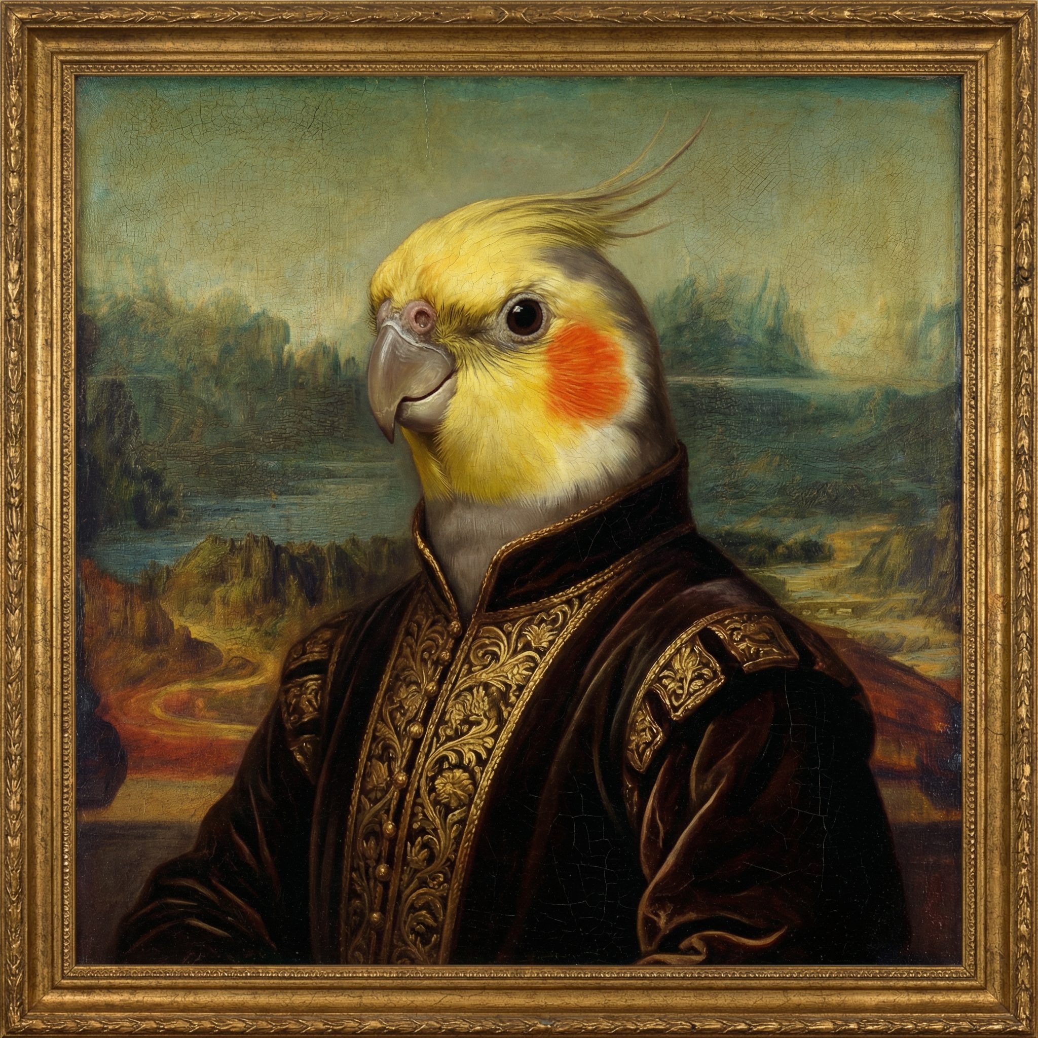 Bird Art AI-generated mona lisa portrait of a Bird