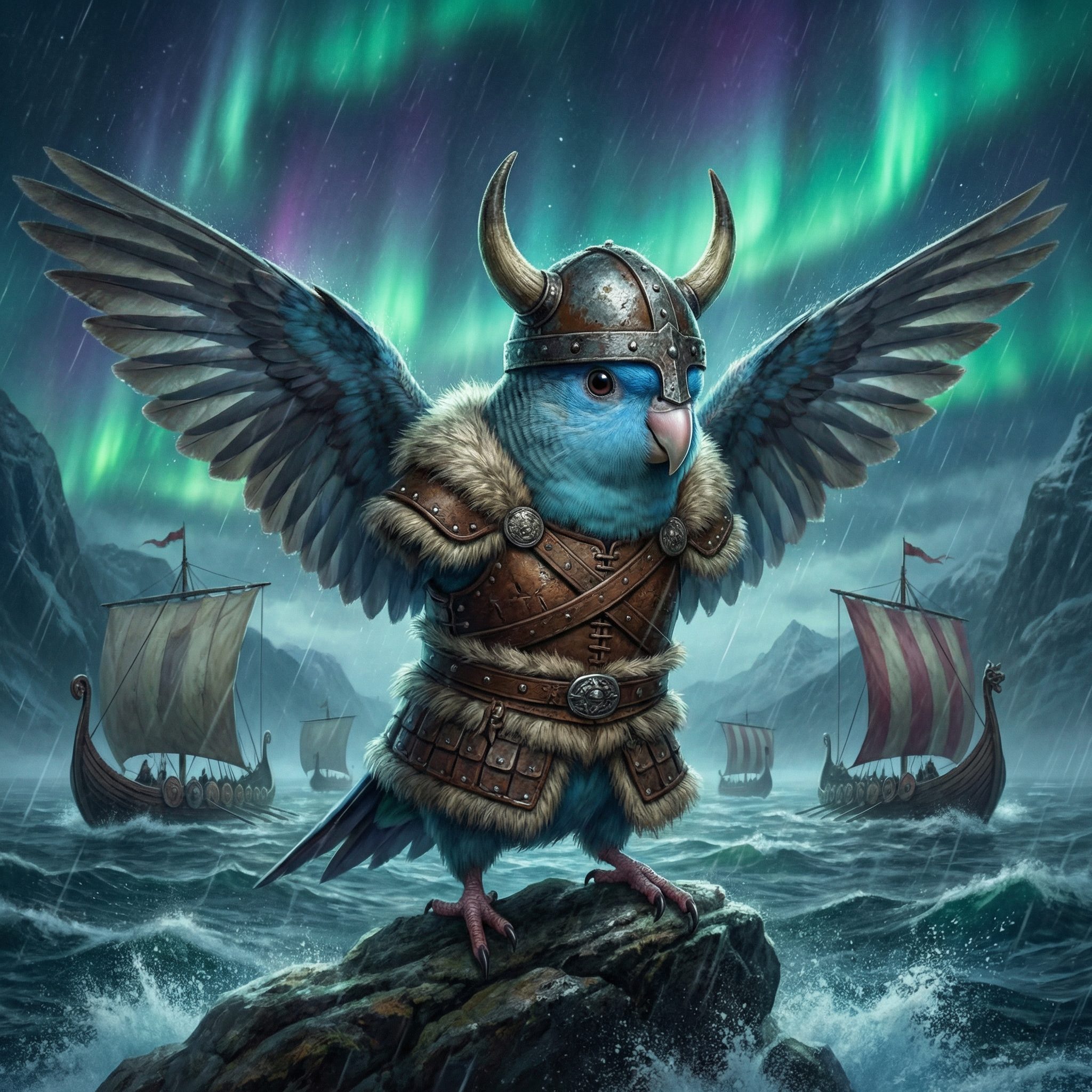 Bird Art AI-generated viking warrior portrait of a Bird